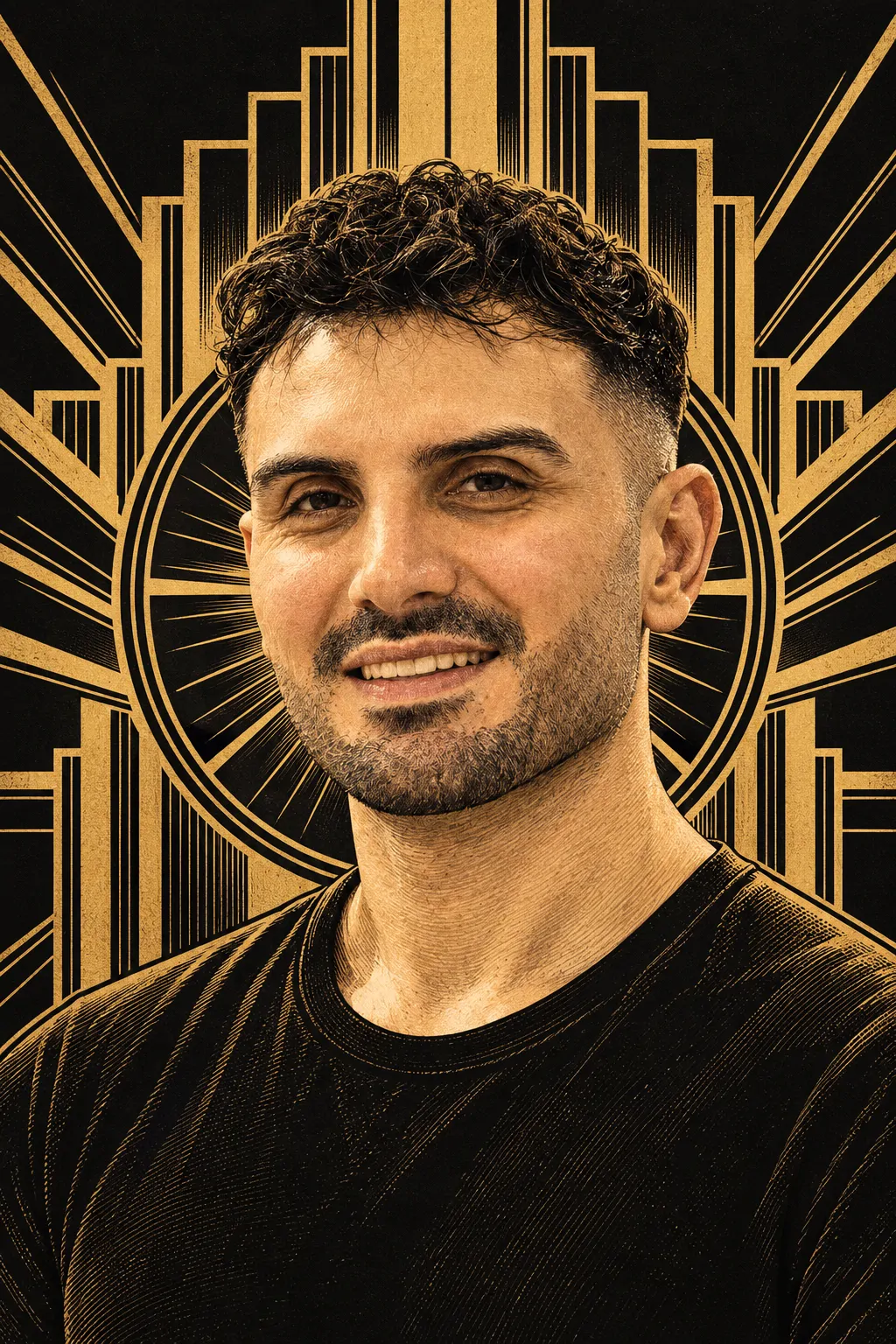 Seçkin Taşan, portrait in Art Deco style
