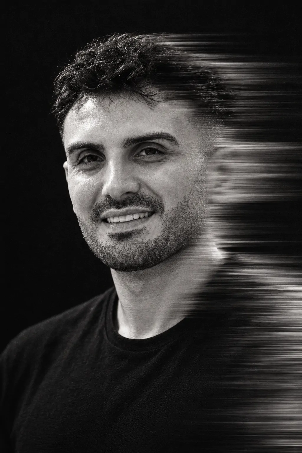 Seçkin Taşan, portrait in Kinetic type style